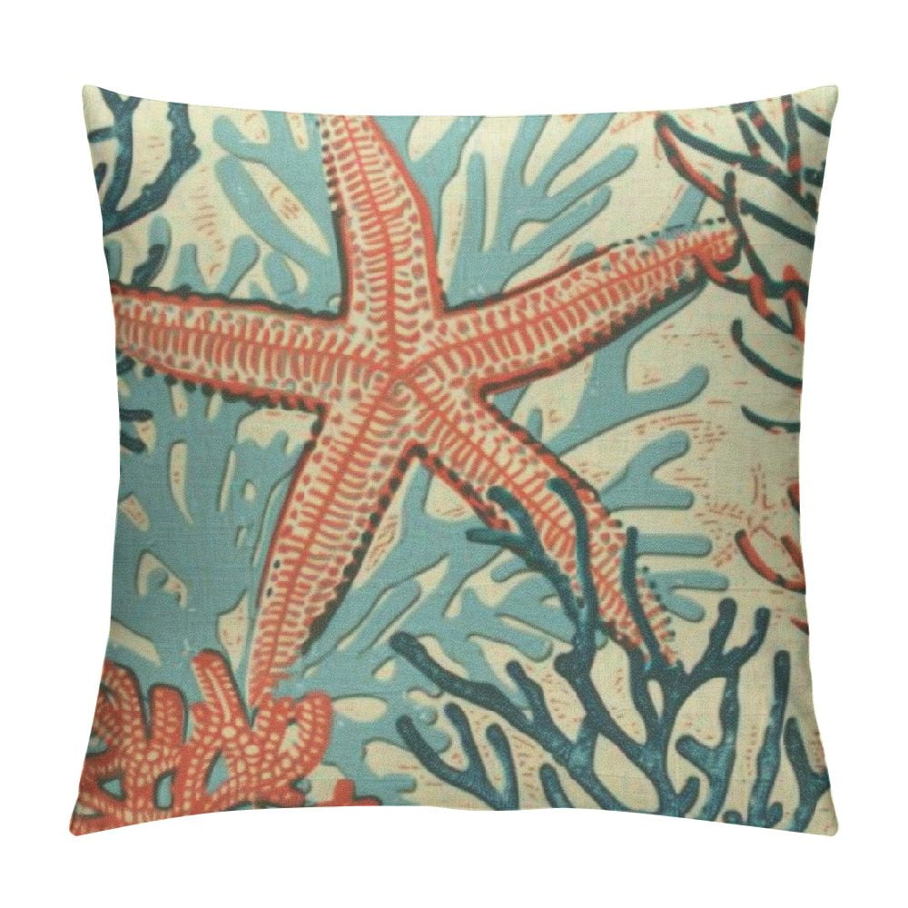 GOSMITH Nautical Beach Coastal Throw Pillow Cover,Sea Map Sailing Ship