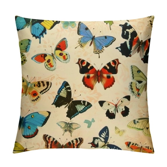 GOSMITH Nordics Butterfly Pillow Cover Vegetable Fruit Throw Pillow Covers Mushroom Collection Pillowcase Cushion Case Tropical Wildflower Pillow for Couch Sofa Home Office Boho Gift White