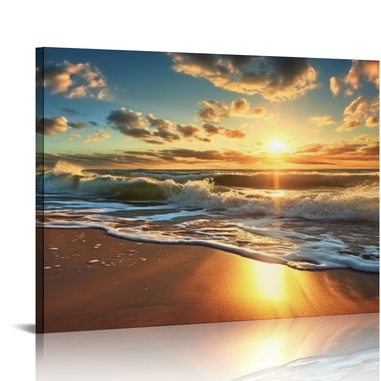 GOSMITH Ocean Canvas Wall Art Beach Sunset Wall Pictures Sea Waves ...