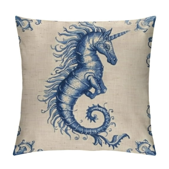 Leisuo Ocean Throw Pillow Cases Marine Animal Sea Shell Coral Reef Hippopotamus Starfish Decorative Cushion Cover Decor Pillowcase