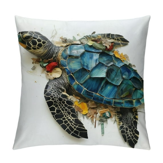GOSMITH Ocean Turtle Outdoor Pillow Cover for Pool Beach Chair Sea Marine Theme Waterproof Decorative Throw Pillowcase Super Soft Pillow Cushion Case Retro Nautical Map Texture