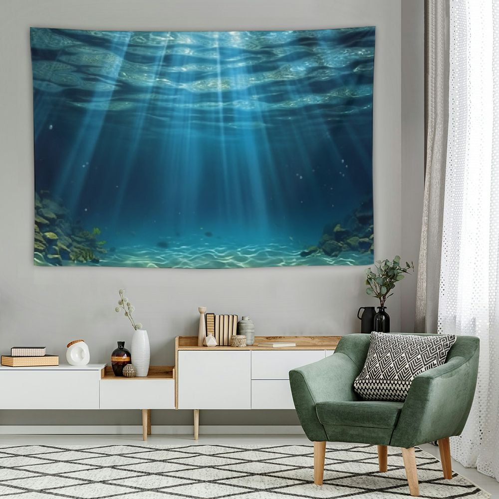 GOSMITH Ocean Wall Hanging Tapestry,Bright Gravelly Bottom and Wavy