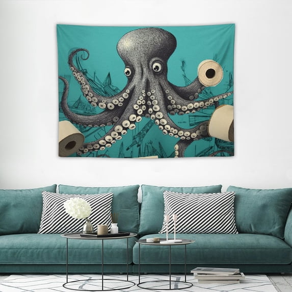 GOSMITH Octopus Navigation Bathroom Decoration - Napkins - Beach Bathroom Decoration - Bath Wall Decoration - Fun Bathroom Decoration - Guest Bathroom Decoration - Toilet Paper Wall Art