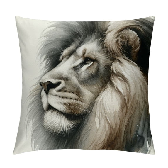 GOSMITH Oil Painting Lion Throw Pillow Cover King of Wild Animals Pillow Case Cushion Cover Decorative for Outdoor Home Couch Yellow