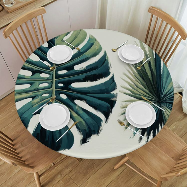 Green Leaves Monstera Repeat Rectangle Tablecloth