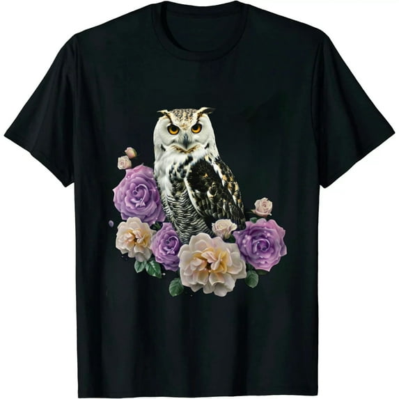 GOSMITH Owl Purple Rose Collection Cute Owl Lover Gift T-Shirt