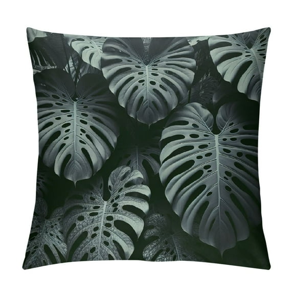 Leisuo Palm Leaf Decorative Lumber Cushion Case Tropical Jungle Leaf Hand Plant Square Throw Waist Pillow Case Decorative Cushion Cover Pillowcase Sofa Lumbar
