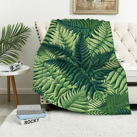 GOSMITH Palm Leaf Exotic Pattern with Tropical Leaves in Watercolor Art Style Jungle Luau Hawaii Lightweight Soft Blanket White