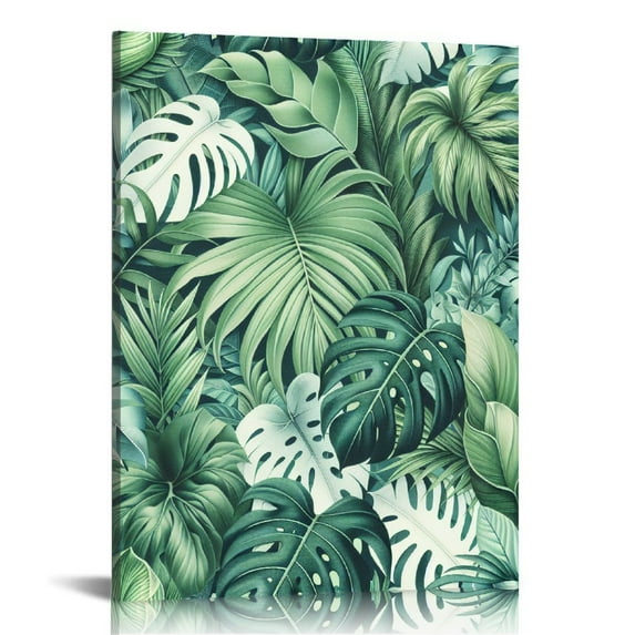 GOSMITH Palm Leaf Green Tropical Leaves Decorative Canvas Wall Art for Home Office Decor 16x20 in / 12x16 in 12x16 in