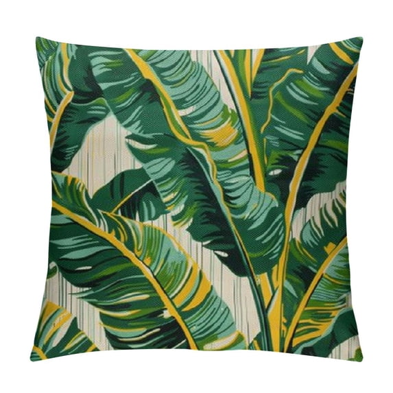GOSMITH Palm Leaves Decorative Throw Pillow Cover Case,Tropical Palm Leaves Jungle Leaf Outdoor Pillow Cases Square Cushion Covers for Sofa Couch Bed