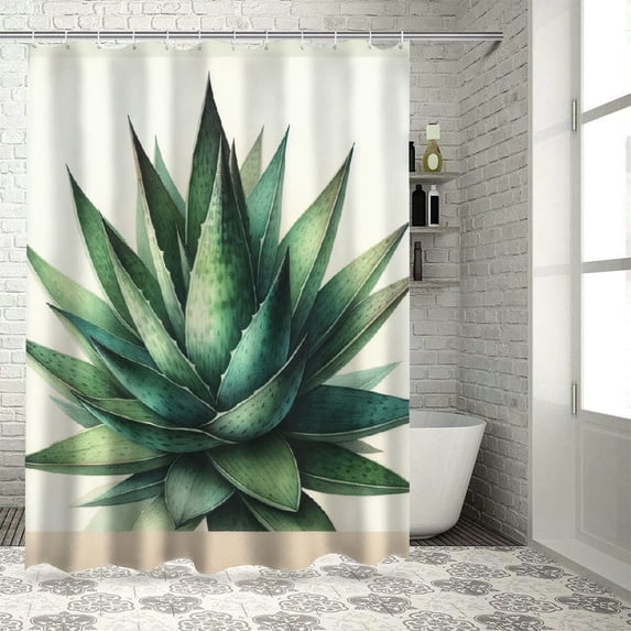 GOSMITH Palm Leaves Tropical Banana Palm Monstera Leaves Print Shower Curtain for Bathroom Decoration White