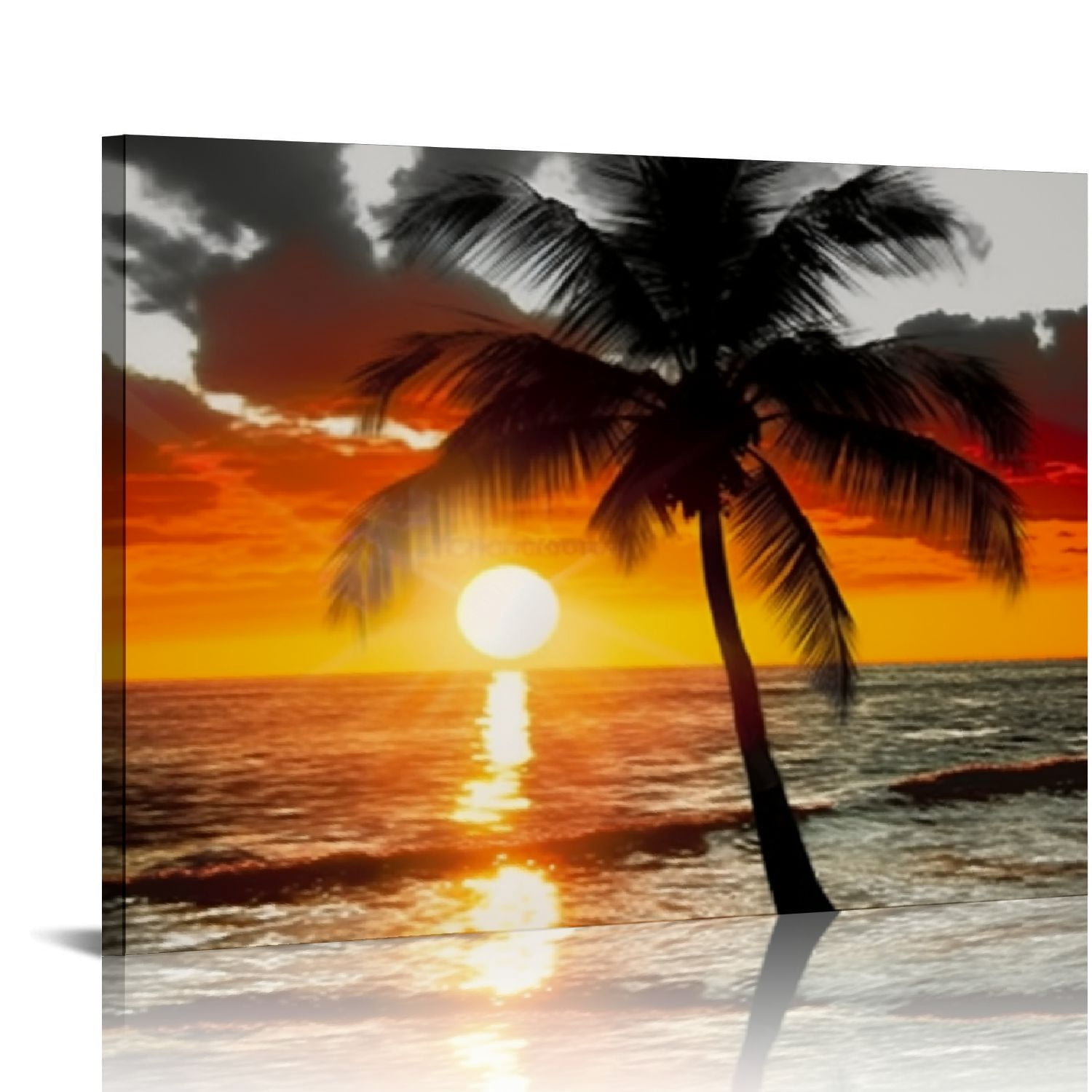 GOSMITH Palm Tree Wall Art Black and White Sunset Tropical Seascape ...