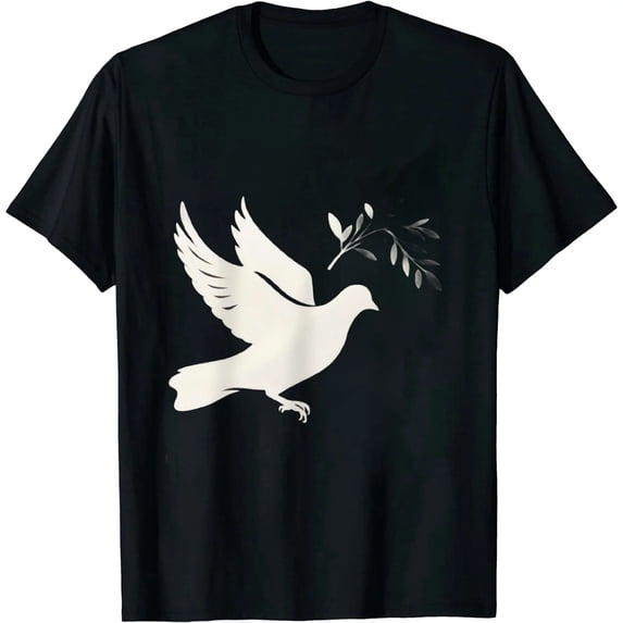 GOSMITH Peace Dove Symbol With Olive Tree Branch T-Shirt