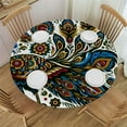 thumbnail image 1 of GOSMITH Peacock Decorative Waterproof Resistant Fabric Round Table Cover White, 1 of 7