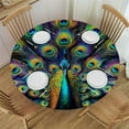 thumbnail image 1 of GOSMITH Peacock Feather Girls Boys Round Tablecloths White, 1 of 7