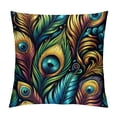 thumbnail image 1 of GOSMITH  Peacock Feather Pillow Covers Green Peacock Feather Decorative Throw Pillow Covers Cushion Case for Sofa Couch, 1 of 5