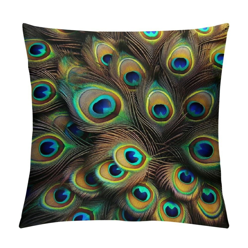 GOSMITH Peacock Feather Satin Pillowcase for Hair and Skin, Bird Animal Pillowcase with Zipper