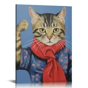 GOSMITH Pet Wall Art, Funny Animal Canvas Wall Decor for Bedroom, Printed And Stretched, Ready To Hang, Classic Parody, Study, Living Room Décor - Rosie Feline Pet Portrait 16x20"/ 12x16"