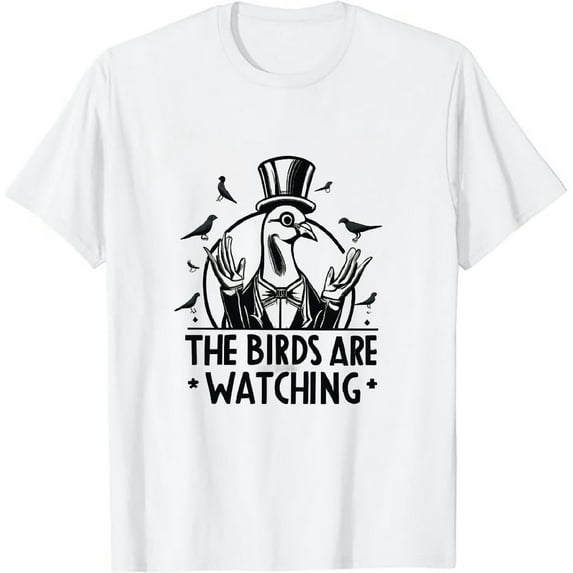 GOSMITH Pigeon Anatomy the Birds Are Watching Theory Flies and Spies T-Shirt white
