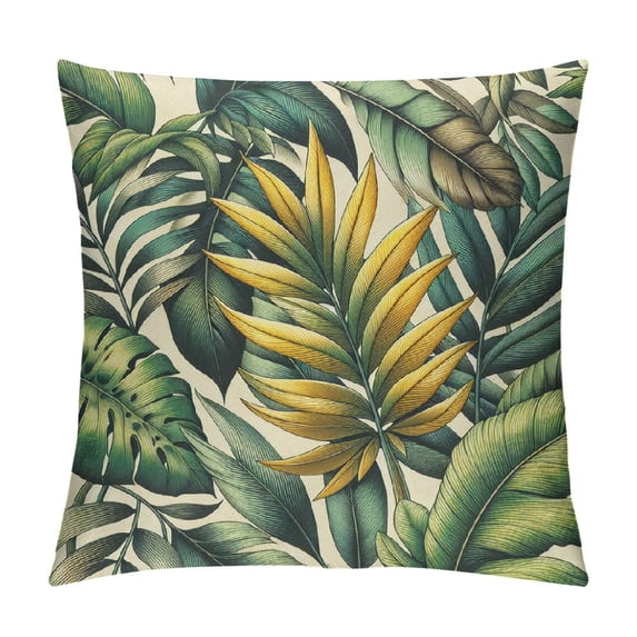 GOSMITH Pillow Case, Decorative Tropical Leaf Throw Pillow Cover Heavy Fabric Jacquard Chenille