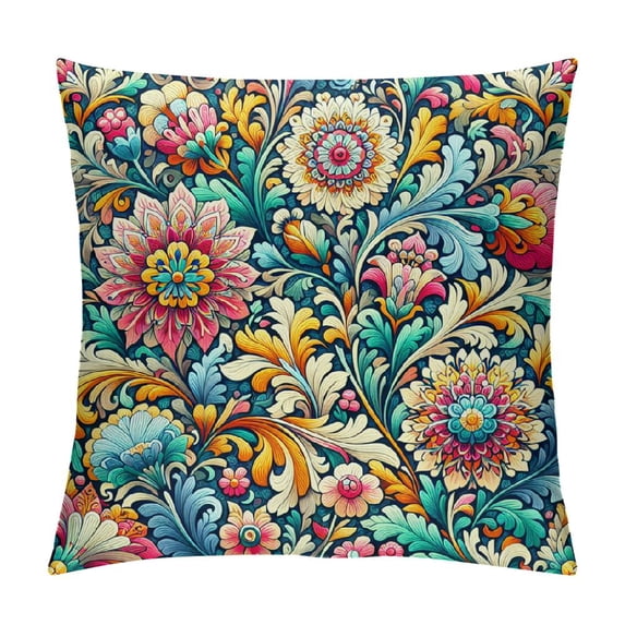 GOSMITH Pillow Cases Pillow Shams Plants Flower Leaves Birds Pillow Cases Pillowcases Square Cushion Covers Soft Pillow Covers for Couch Sofa White