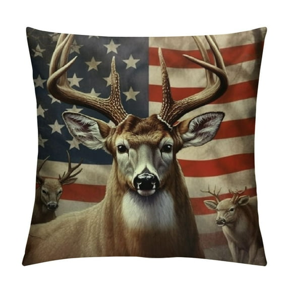 GOSMITH Pillow Cover America Deer Double-Sided Design Home Decor for Sofa Livingroom Couch Bed Decorative Throw Pillow Case Gift