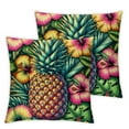 thumbnail image 1 of GOSMITH Pillow Covers 2-Pack Short Plush Pillowcase Tropical Pineapple Palm Leaf Flower White, 1 of 6