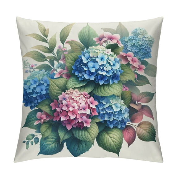 Leisuo Pillow Covers Blue Hydrangea Flowers Home Spring Pillows Decorative Throw Pillows Floral Pillowcase Summer Decorations rmhouse Decor for