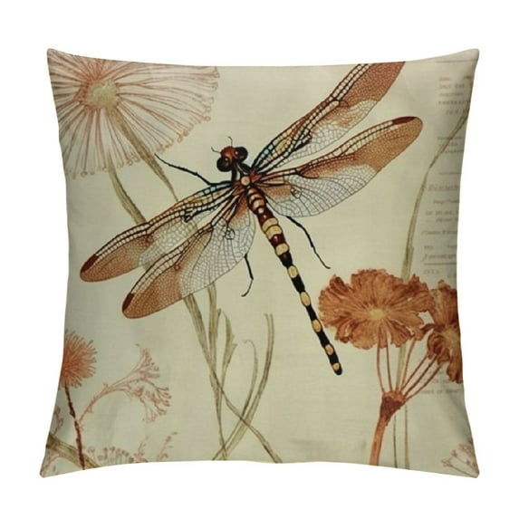 GOSMITH Pillow Covers Vintage Dragonfly with Honeybee Decorative Throw Pillow Cover Cushion Case Throw Pillowcase (Dragonfly)