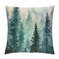 thumbnail image 1 of GOSMITH Pine Tree Throw Pillow Covers Watercolor Blue Green Square Rustic Style Natural Forest Fog Print Decorative Pillowcase Spring Summer Cushion Cover for Home Sofa Bed Outdoor, 1 of 5