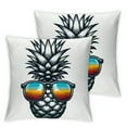 thumbnail image 1 of GOSMITH Pineapple Pillow Covers Summer Watercolor Pineapple Wears Glasses Pattern High-Quality 2-Piece Short Plush Pillowcase Set White, 1 of 6