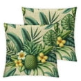 thumbnail image 1 of GOSMITH Pineapples Decorative Lumbar Hawaii Summer Tropical Palm Leaves Flowers Blossom 2-Piece Plush Pillowcase Set White, 1 of 6
