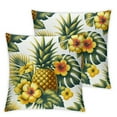 thumbnail image 1 of Leisuo Pineapples Palm Leaf Square Modern Home Decor Soft and Durable 2-Piece Short Plush Pillowcase Set White, 1 of 6