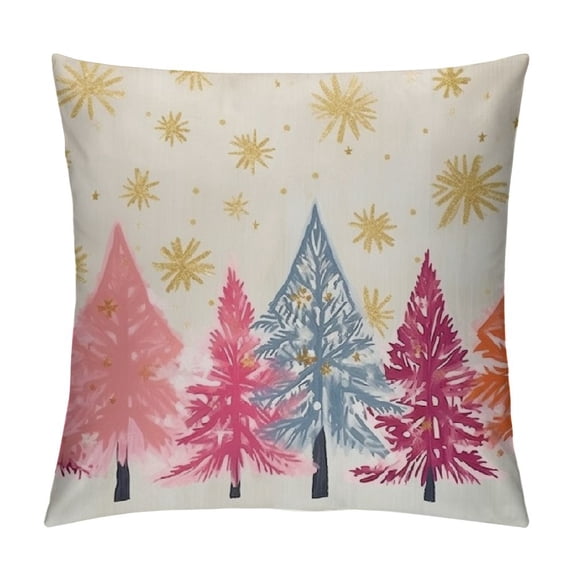 GOSMITH Pink Christmas Tree Pillow Covers Modern Farmhouse Pink Christmas Decorations Lumbar Christmas Pillows Christmas Throw Pillows Cases Winter Holiday Decor for Home Couch Living Room