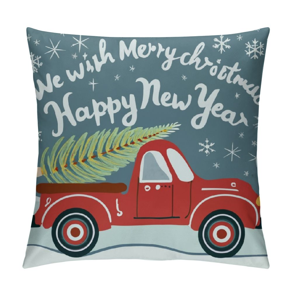 GOSMITH Pink Pickup Truck We Wish You Merry Christmas and Happy New