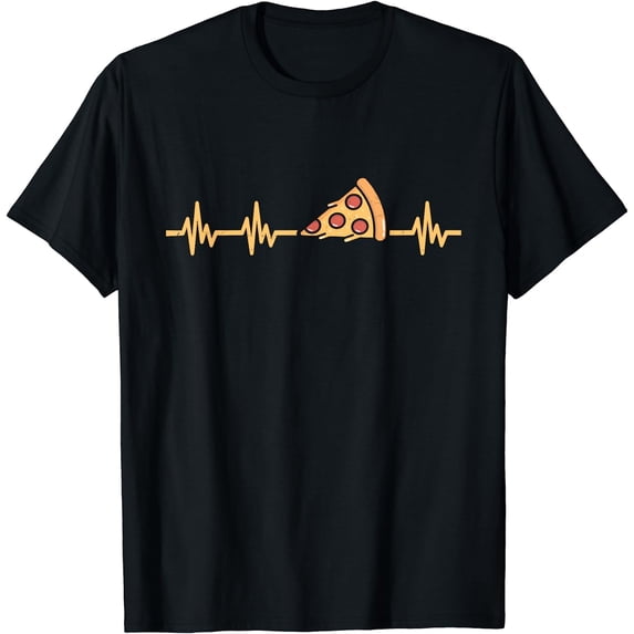 Leisuo Pizza Heartbeat Slice T-Shirt 150023-black
