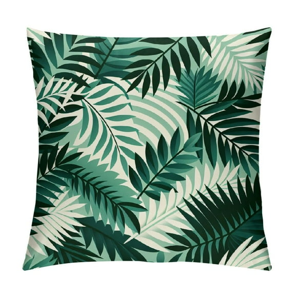 GOSMITH  Plant Pillow Sham, Watercolor Tropical Palm Leaves Colorful Illustration Natural Feelings, Decorative Printed Pillowcase,Lime Green
