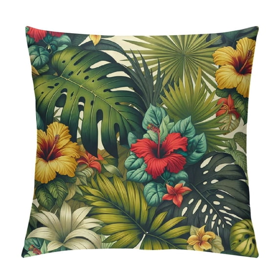 GOSMITH Plant Pillowcase Leaf Floral Foliage Palm Tropical Jungle Nature Palm Exotic Botanical Throw Pillow Cover Cushion Decorative for Living Room Outdoor