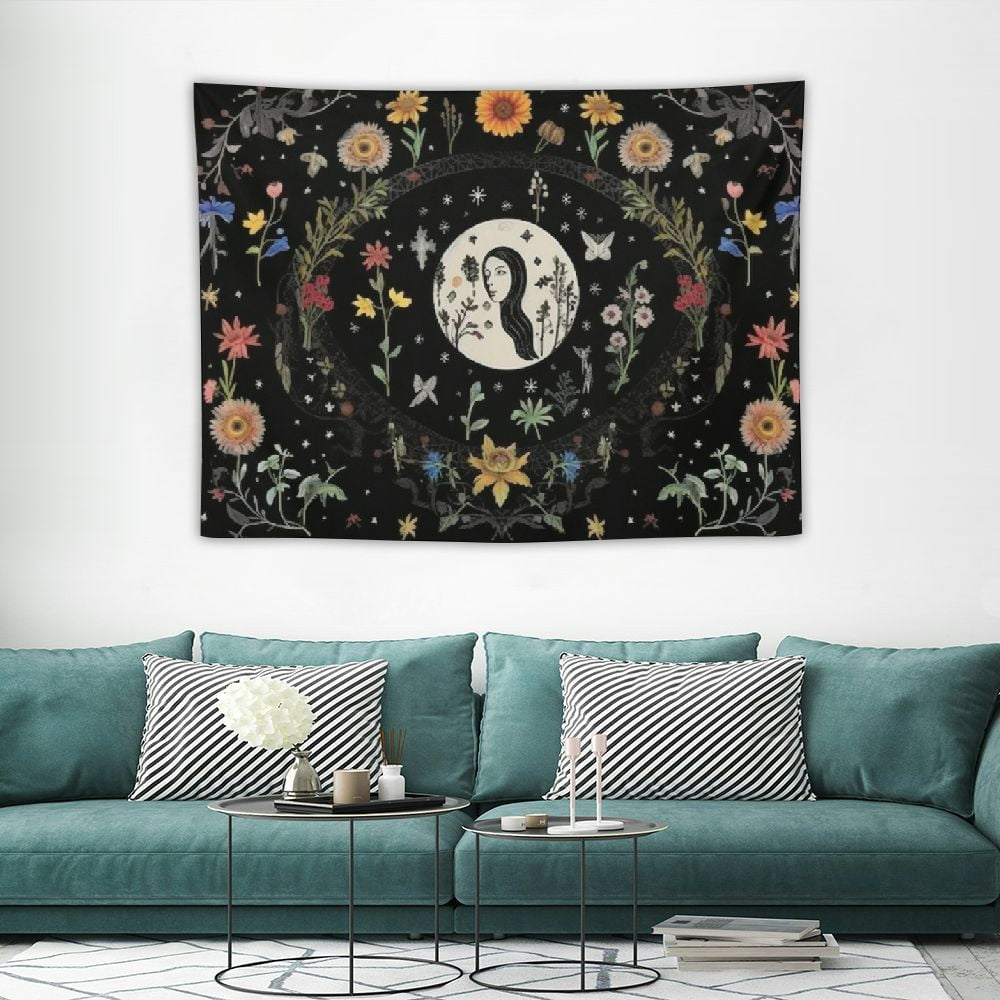 PRESSINART 2 Stks 2 Stijlen Lange Plant Tapestry Verticale Maan