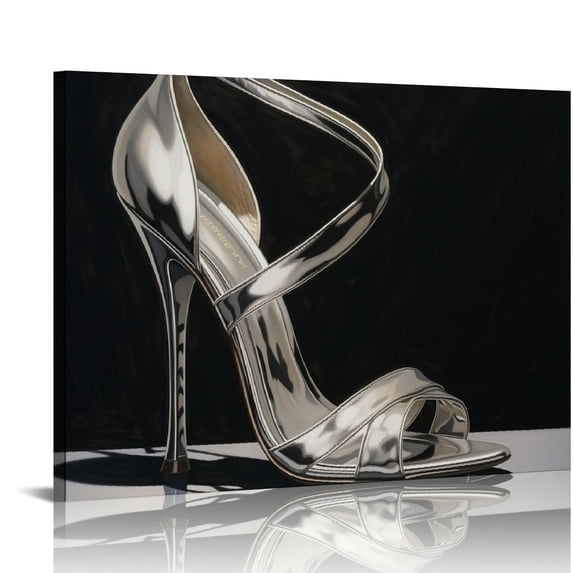 GOSMITH Posters Modern Fashion Trend Female Crystal High Heels with Red Wine Black And White Retro Posters Canvas Painting Posters And Prints Wall Art Pictures for Living Room Bedroom Decor