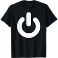 thumbnail image 1 of Leisuo Power Button T-Shirt - Polyester Round Neck Short Sleeve Super Soft Summer Style black, 1 of 3
