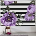 thumbnail image 1 of Leisuo Puple Peonies Tapestry Wall Decor,Beautiful flower black and white stripe Wall Tapestry Hanging Tapestry For Bedroom Living Room Home Decor Painting, 1 of 6