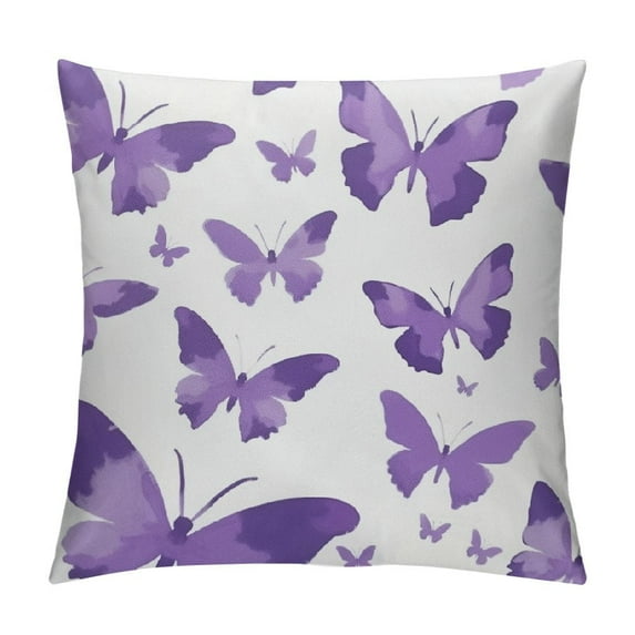 Leisuo Purple Butterflies Pillow Covers, Fall Pillow Cover Cushion Case for Bed Couch Sofa Holiday Farmhouse Decorative, Square white