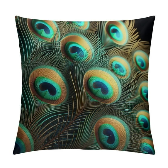 GOSMITH Purple Teal Peacock Feather Decorative Throw Pillow Cover Soft Square Throw Pillow Case Home Decor Living Room Cushion Cover for Bed Couch Car