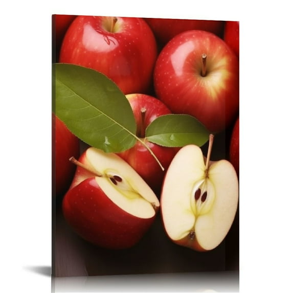 GOSMITH Red Apple Picture Wall Art Fresh Fruit Painting Print on Canvas Food Poster Artwork for Home Kitchen Dining Room Decor