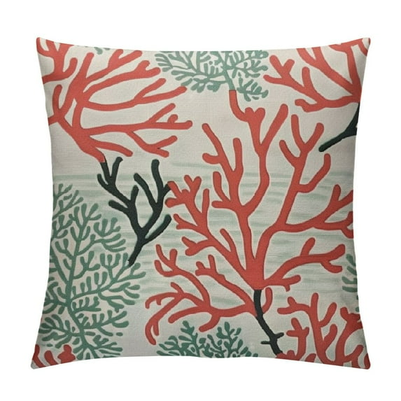 GOSMITH Red, Pink and Mint Corals Pillow Covers Tropical Reef Nautical Doodles Decorative Throw Pillow Covers Cushion Case for Sofa Couch