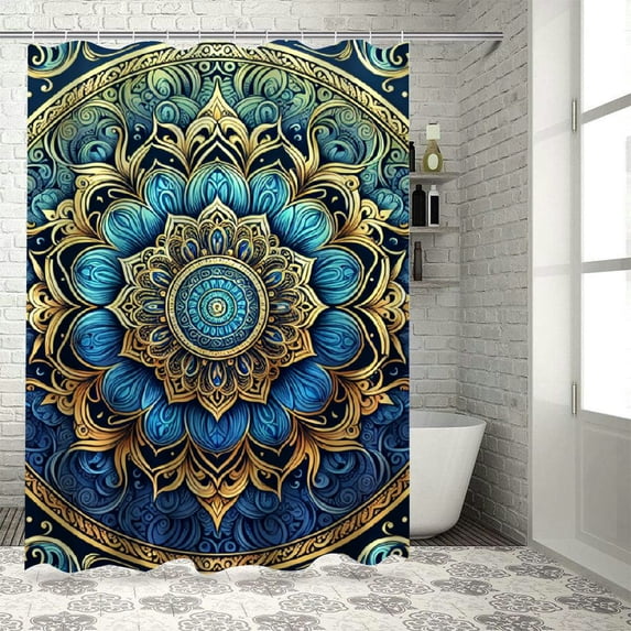 GOSMITH Retro Flowers Vintage Design Mandala Paisley Pattern Tribal Boho Abstract Circle Durable and Washable Shower Curtain Multiple Sizes White