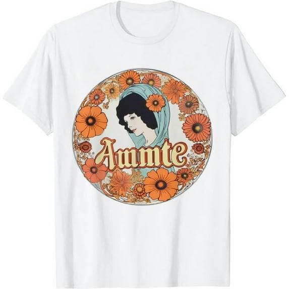 Leisuo Retro Flowers Women Mother's Day Aunt T-Shirt white