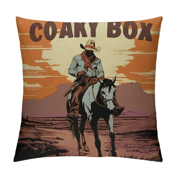 GOSMITH Retro Western Cowboy Cowgirl Rodeo Cactus Desert Moon Night Cowboy Take Me Away Throw Pillow Cover for Western Home Bedroom Living Room College Dorm Decor,Teen Girls Cowboy Cowgirl Gifts,
