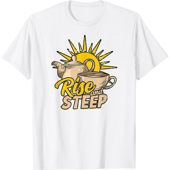 GOSMITH Rise and Steep Tea T-Shirt - Polyester Round Neck Short Sleeve Super Soft Summer Style 212375-white